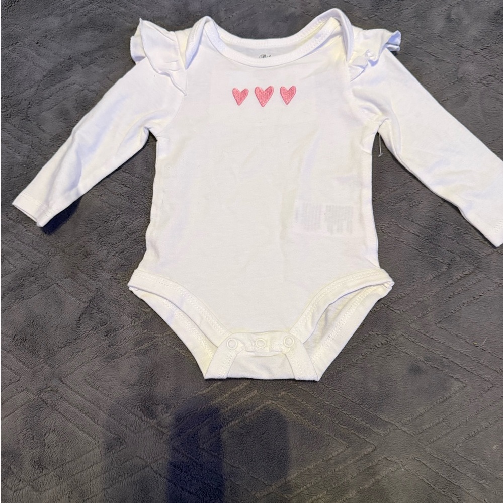 Baby Essentials White Bodysuit with Pink Hearts